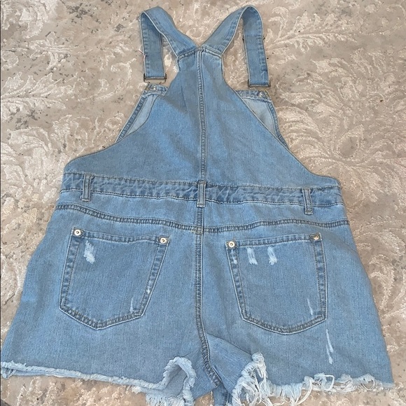 Light blue washed denim overalls - Picture 2 of 2